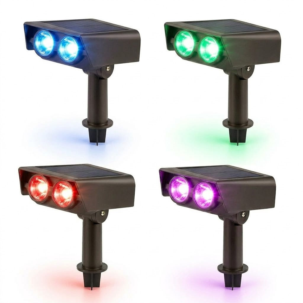Solar Multi-Zoom Spotlight Waterproof LED Landscape Garden Tree — Warm White & RGB Singles to 4-Pack