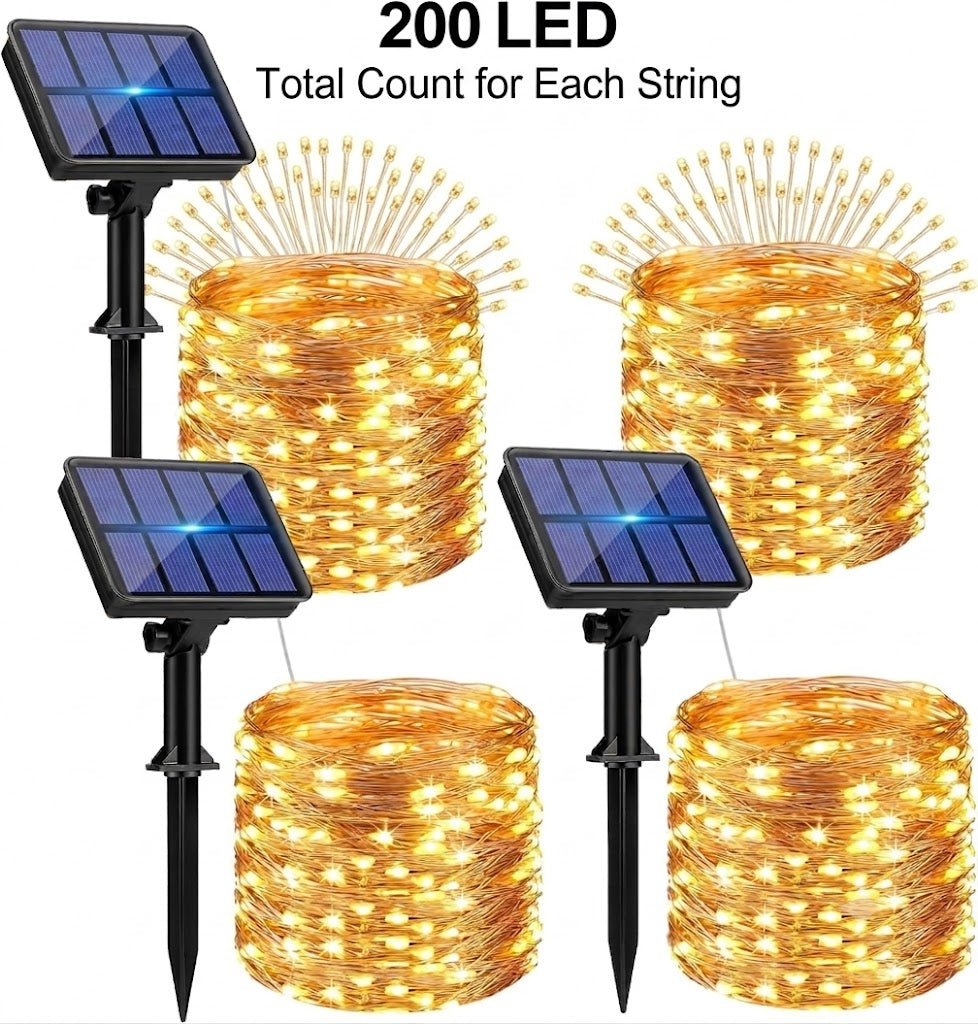 Solar Fairy Lights Copper Wire Warm White Outdoor Waterproof Tree Garden — 100 to 500 LED
