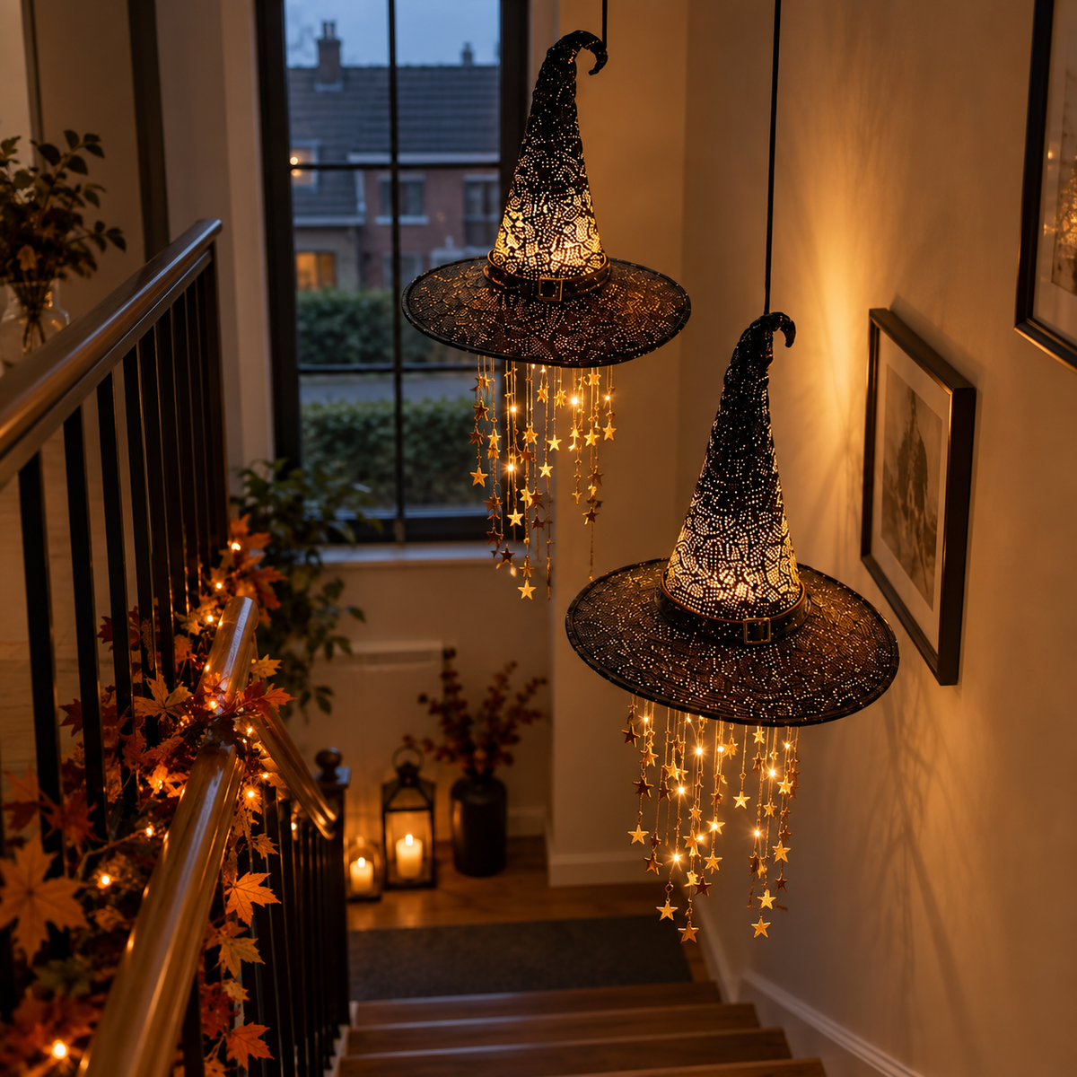 Light-Up Halloween Witch Hat, Glowing Garden and Party Decoration