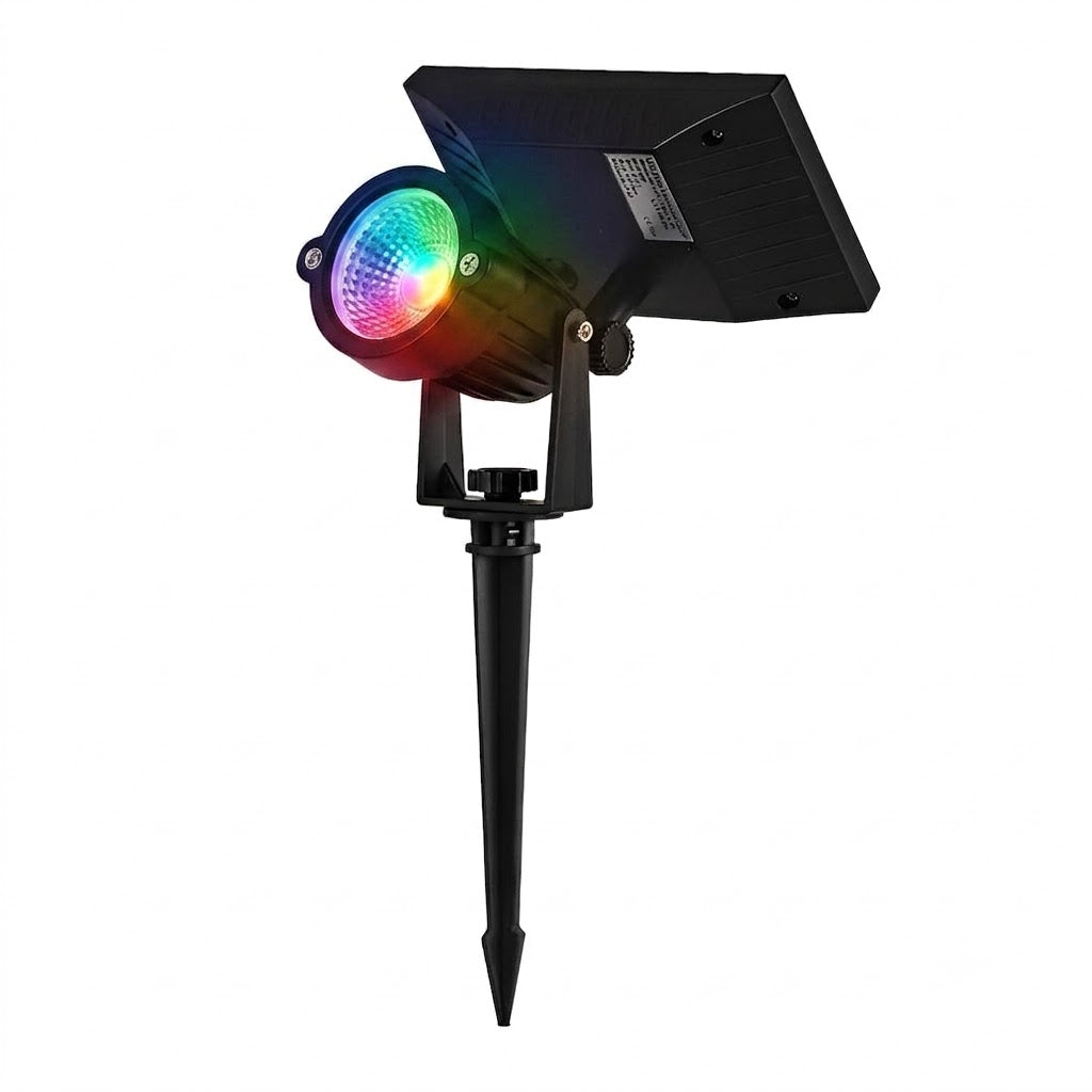 Waterproof RGB Solar Ground Spike Spotlight LED Tree Accent Outdoor — Warm White Singles to 8-Pack
