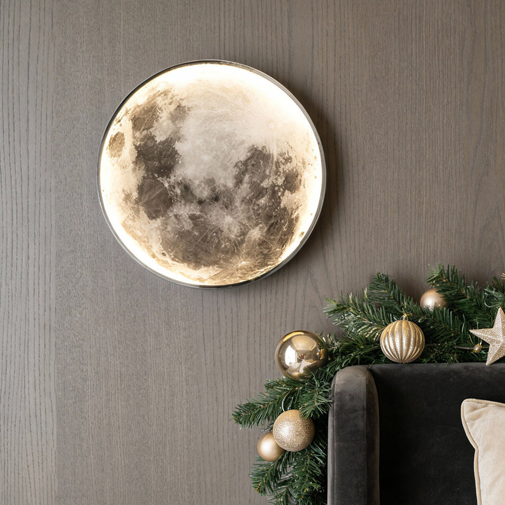 Full Moon LED Wall Lamp Dimmable 3-Step Artistic Bedroom Living Room — 9 to 15 Inch Sets