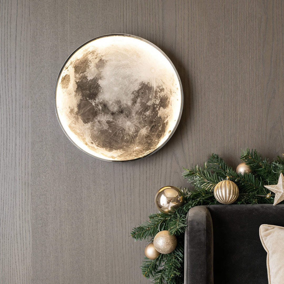 Full Moon LED Wall Lamp Dimmable 3-Step Artistic Bedroom Living Room — 9 to 15 Inch Sets