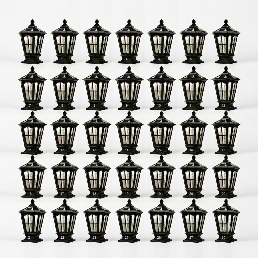 Stone Pillar Light Fixture Retro Pavilion-Style LED Solar & Hardwired Outdoor — Black Bronze Sets