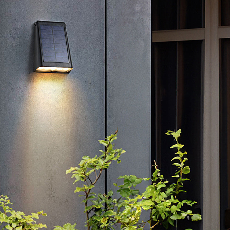 Solar Down Light Wall Sconce Waterproof Black Modern LED Outdoor — Sets of 2 to 10