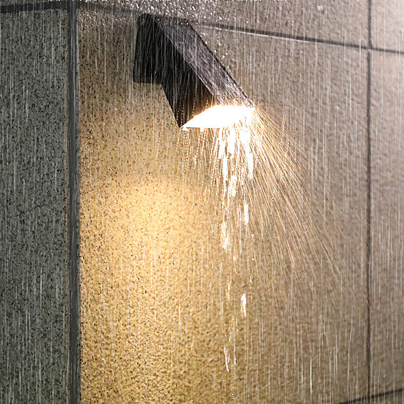 Solar Down Light Wall Sconce Waterproof Black Modern LED Outdoor — Sets of 2 to 10