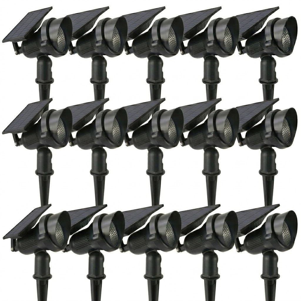Solar Lawn Spotlights Adjustable Outdoor Tree Accent Light Aluminum — Warm White & RGB Sets