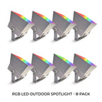 Outdoor RGB LED Spot Light 30W Waterproof Hardwired Landscape Tree Lighting — Singles to 8-Pack