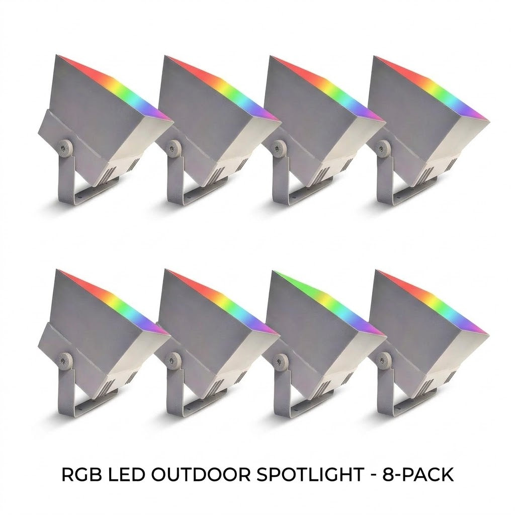 Outdoor RGB LED Spot Light 30W Waterproof Hardwired Landscape Tree Lighting — Singles to 8-Pack