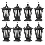 Stone Pillar Light Fixture Retro Pavilion-Style LED Solar & Hardwired Outdoor — Black Bronze Sets