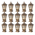 Stone Pillar Light Fixture Retro Pavilion-Style LED Solar & Hardwired Outdoor — Black Bronze Sets