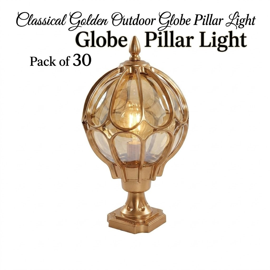 Outdoor Globe Pillar Light Retro Glass Copper Fence Post Hardwired — Black Bronze 7 to 15 Inch Sets