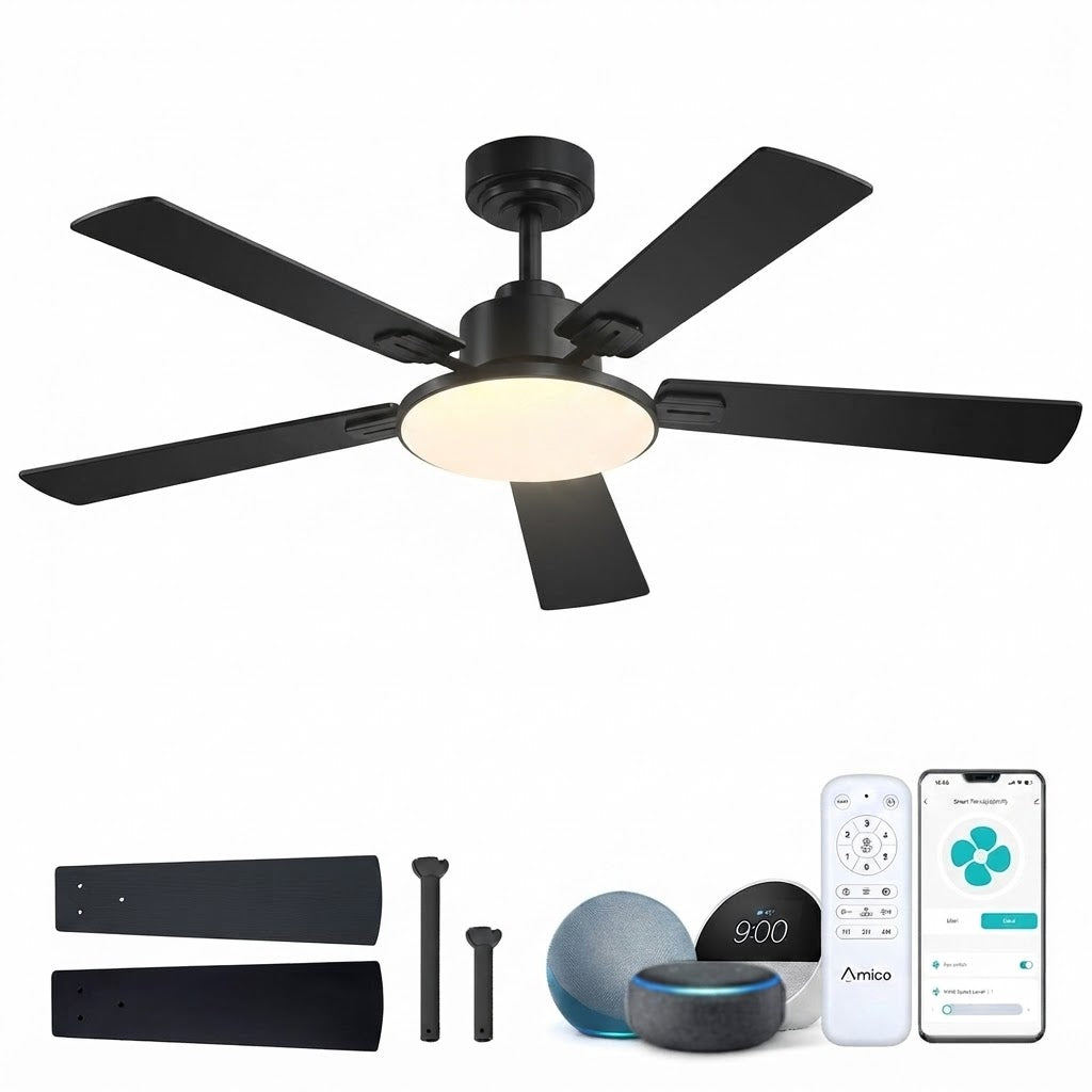 Smart WiFi Ceiling Fan with LED Light App Alexa Google Control 3CCT Dimmable 6-Speed DC Motor — 52 to 60 Inch