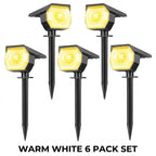 Solar Landscape Spotlights Adjustable IP67 Outdoor Garden — Warm White & RGB 2, 4 & 6-Pack