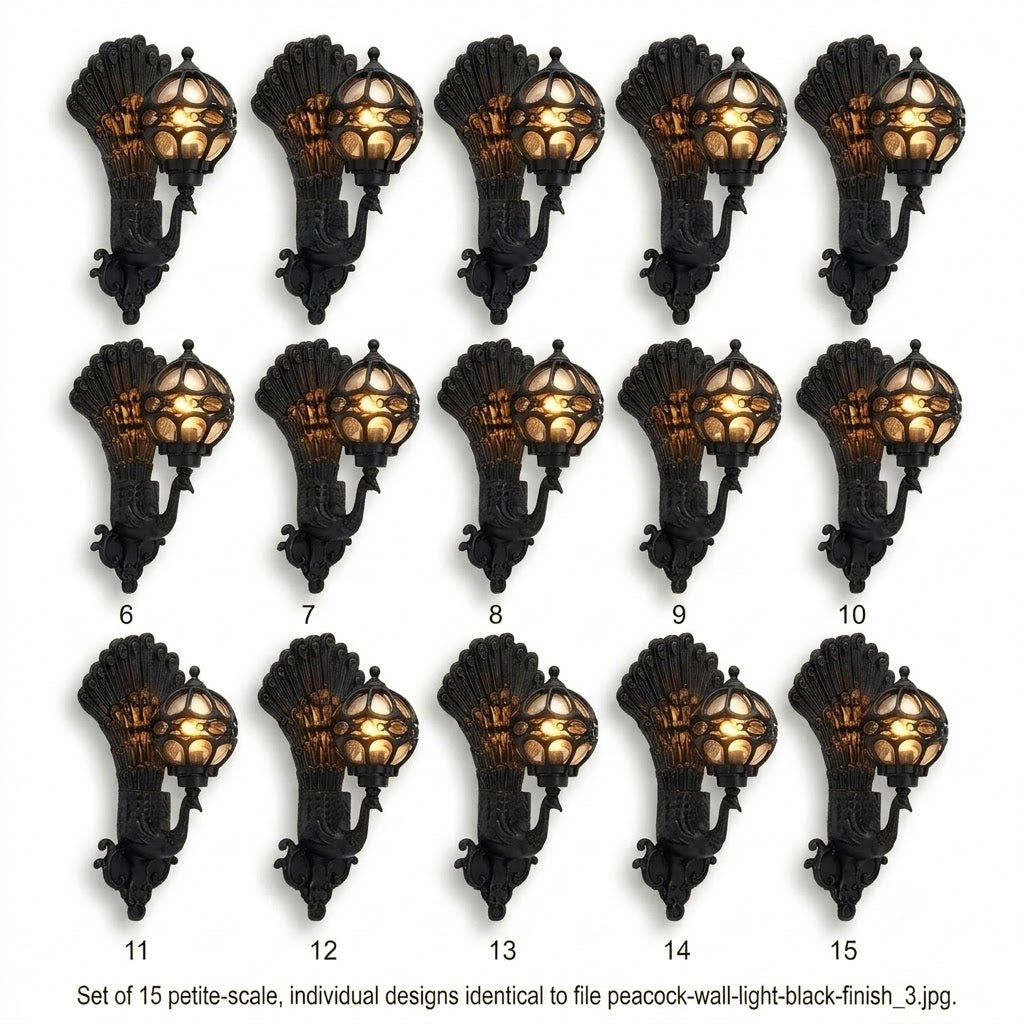 Peacock Outdoor Wall Light Retro European Aluminum Waterproof Hardwired — Black Bronze Sets