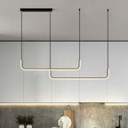 Clen Modern Linear Pendant Light Double Frame, Black/Gold