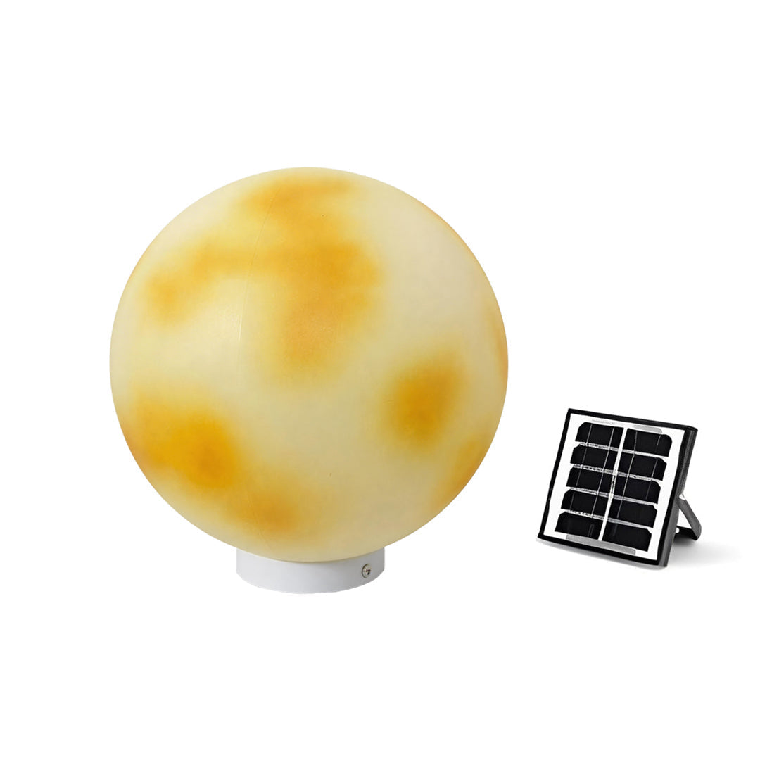 Moon-Shaped Outdoor Pillar Light LED Solar & Hardwired Driveway Garden — 8 to 16 Inch Sets