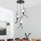 Miro Retro Modern Iron Man Pendant Light, Black