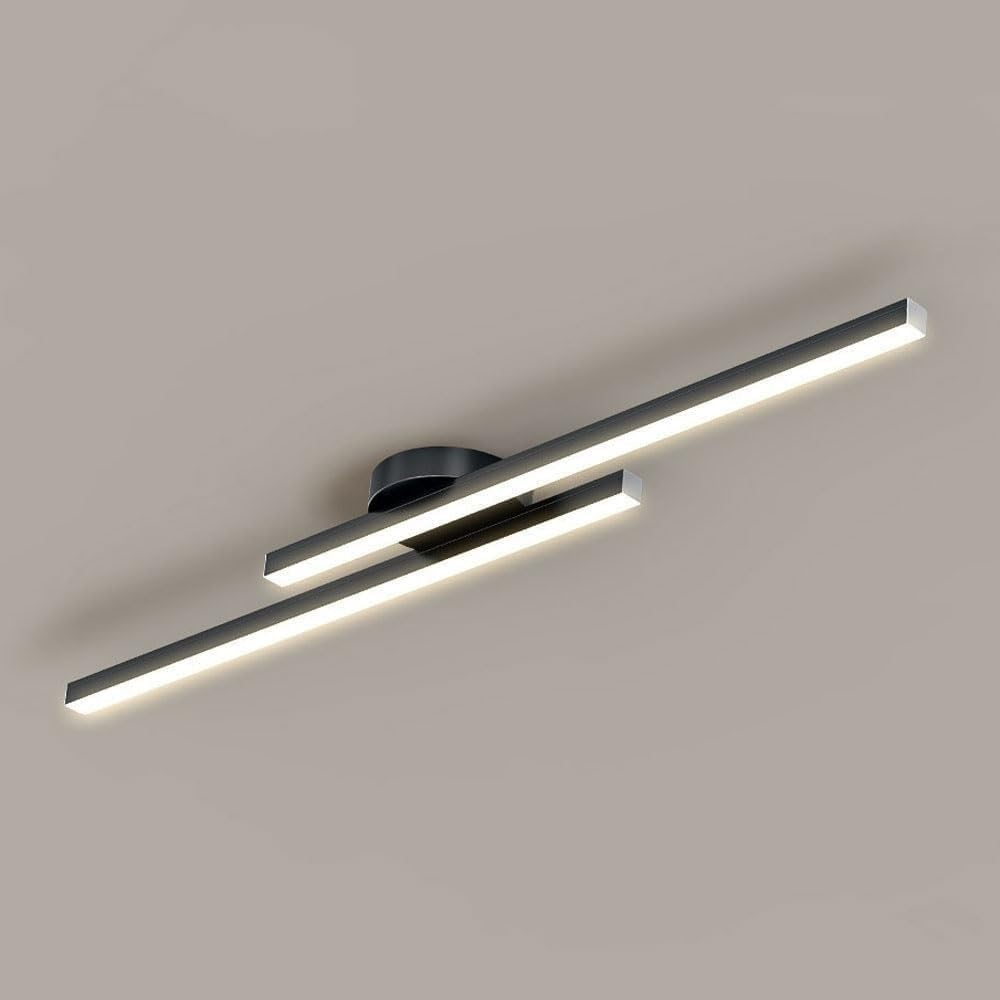 Modern LED Semi Flush Mount Ceiling Light, Aluminum, Dimmable, Black White
