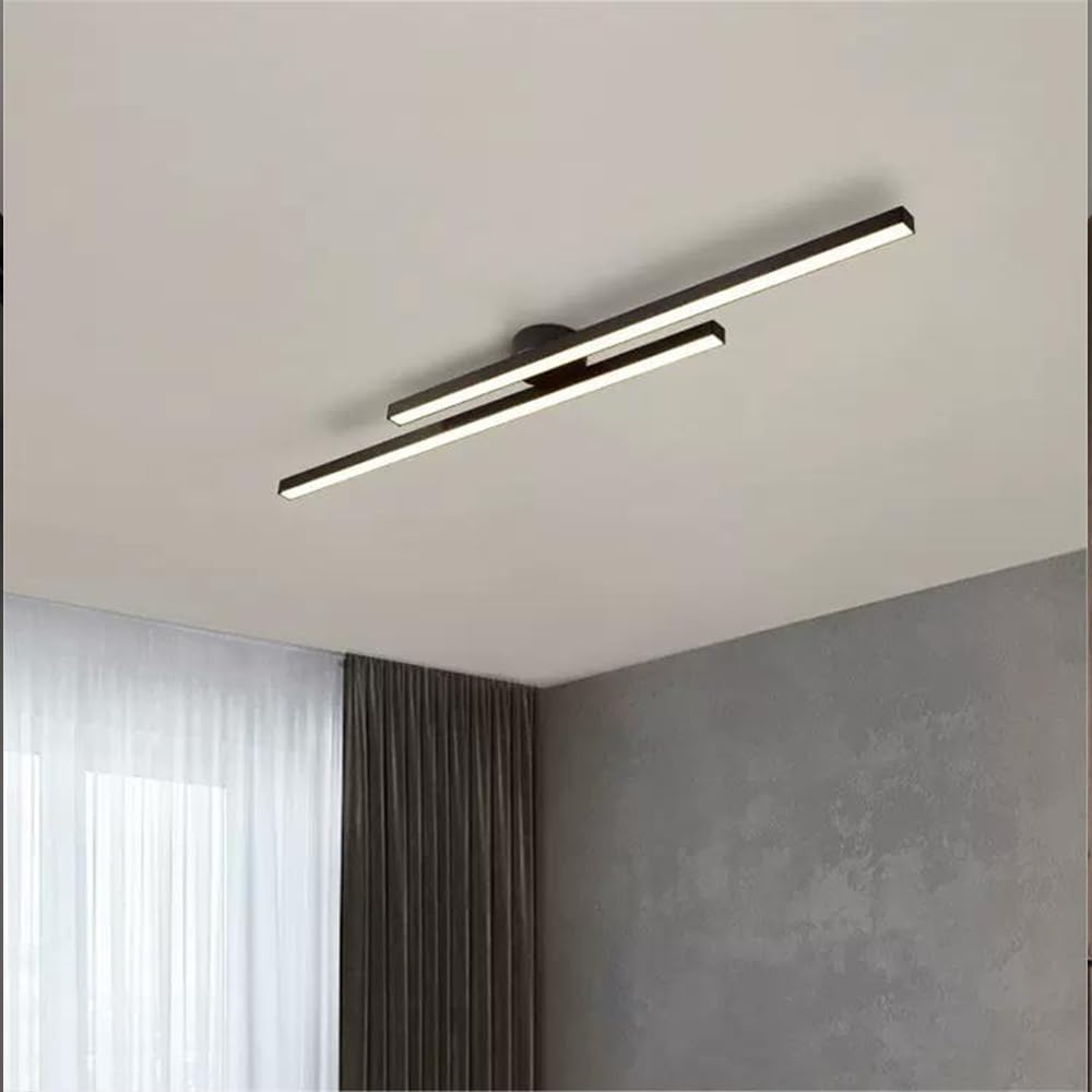 Modern LED Semi Flush Mount Ceiling Light, Aluminum, Dimmable, Black White