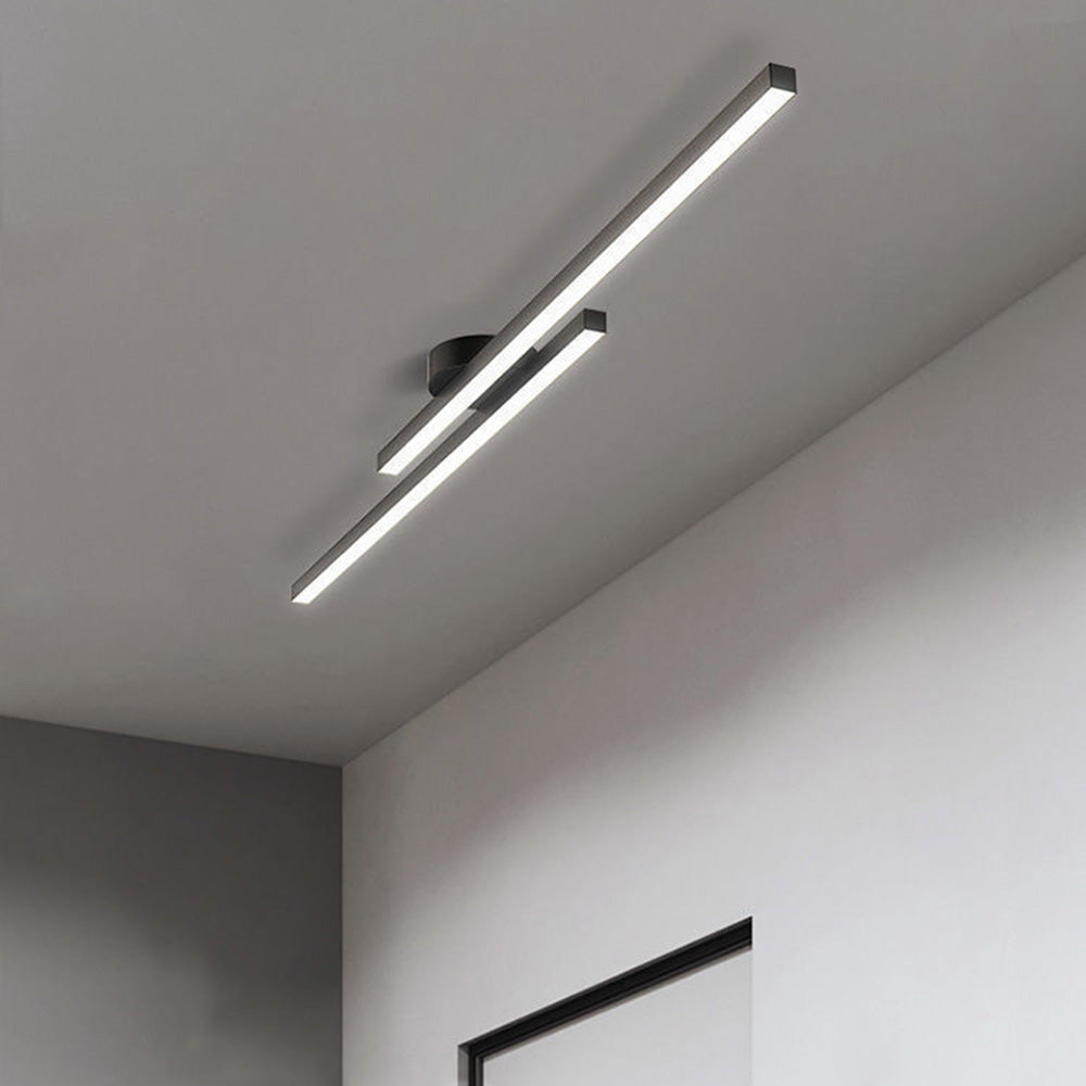 Modern LED Semi Flush Mount Ceiling Light, Aluminum, Dimmable, Black White