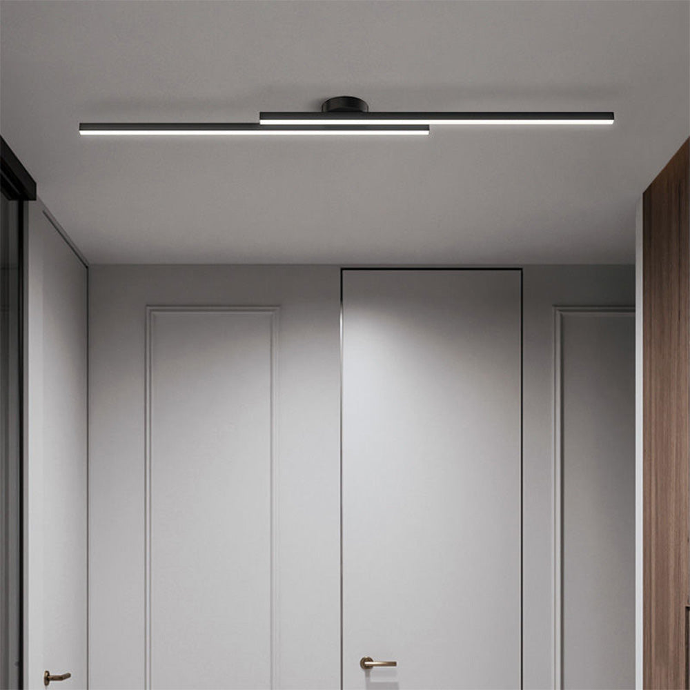 Modern LED Semi Flush Mount Ceiling Light, Aluminum, Dimmable, Black White