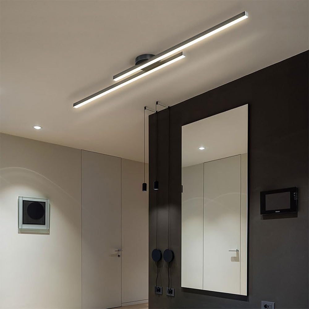 Modern LED Semi Flush Mount Ceiling Light, Aluminum, Dimmable, Black White