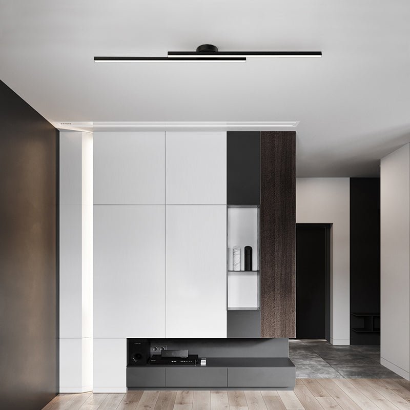 Modern LED Semi Flush Mount Ceiling Light, Aluminum, Dimmable, Black White