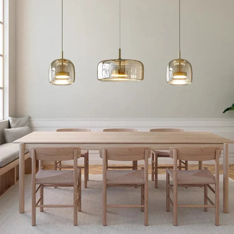 Modern Glass Pendant Light, LED Hanging Ceiling Lamp, Warm Kitchen Island