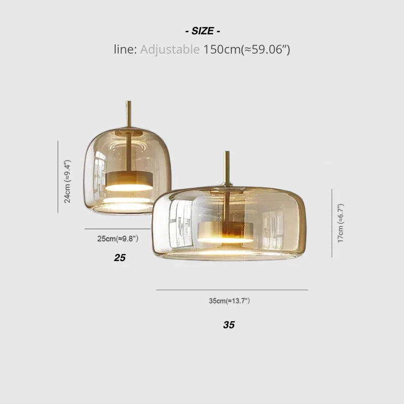 Modern Glass Pendant Light, LED Hanging Ceiling Lamp, Warm Kitchen Island