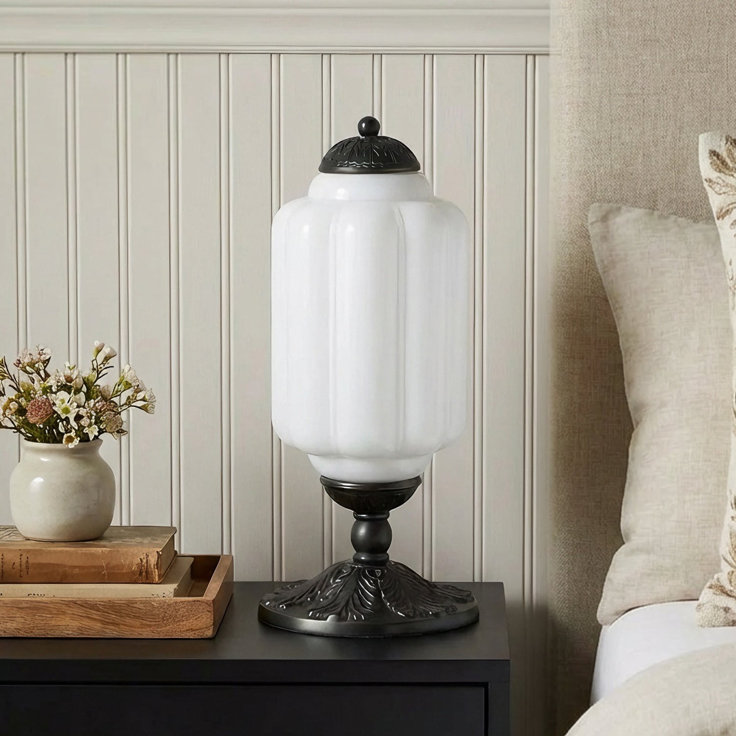 Lumi French Retro Cream Textured Glass Table Lamp Eloise Bedside Living Room — 15 Variants