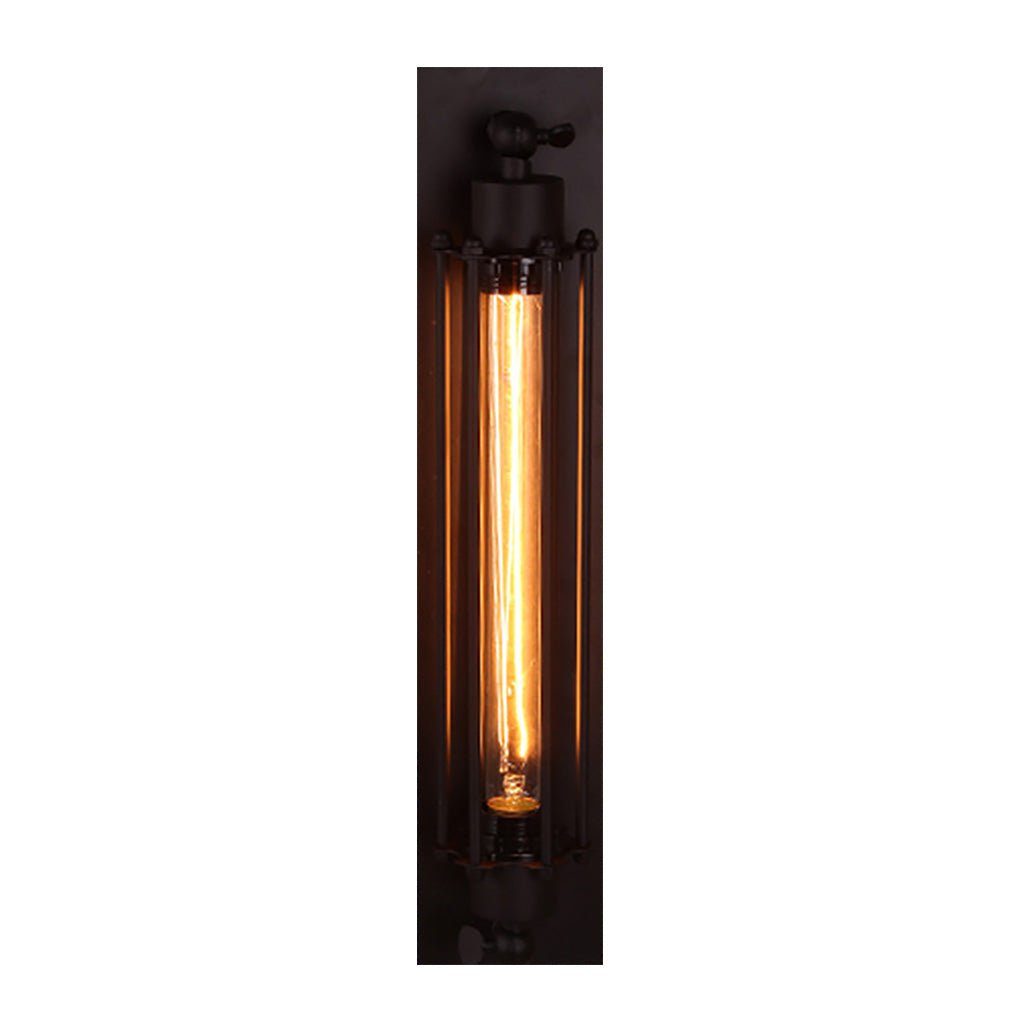 Vintage Industrial LED Wall Sconce Black Iron Linear E27 Porch Bedroom