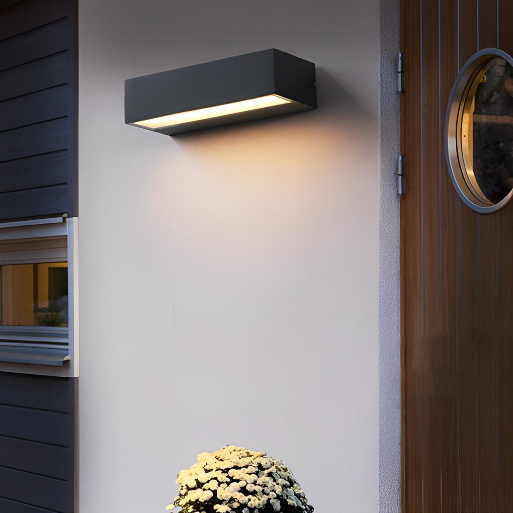 Exterior Porch Light Fixture Modern Waterproof LED Rectangular Hardwired