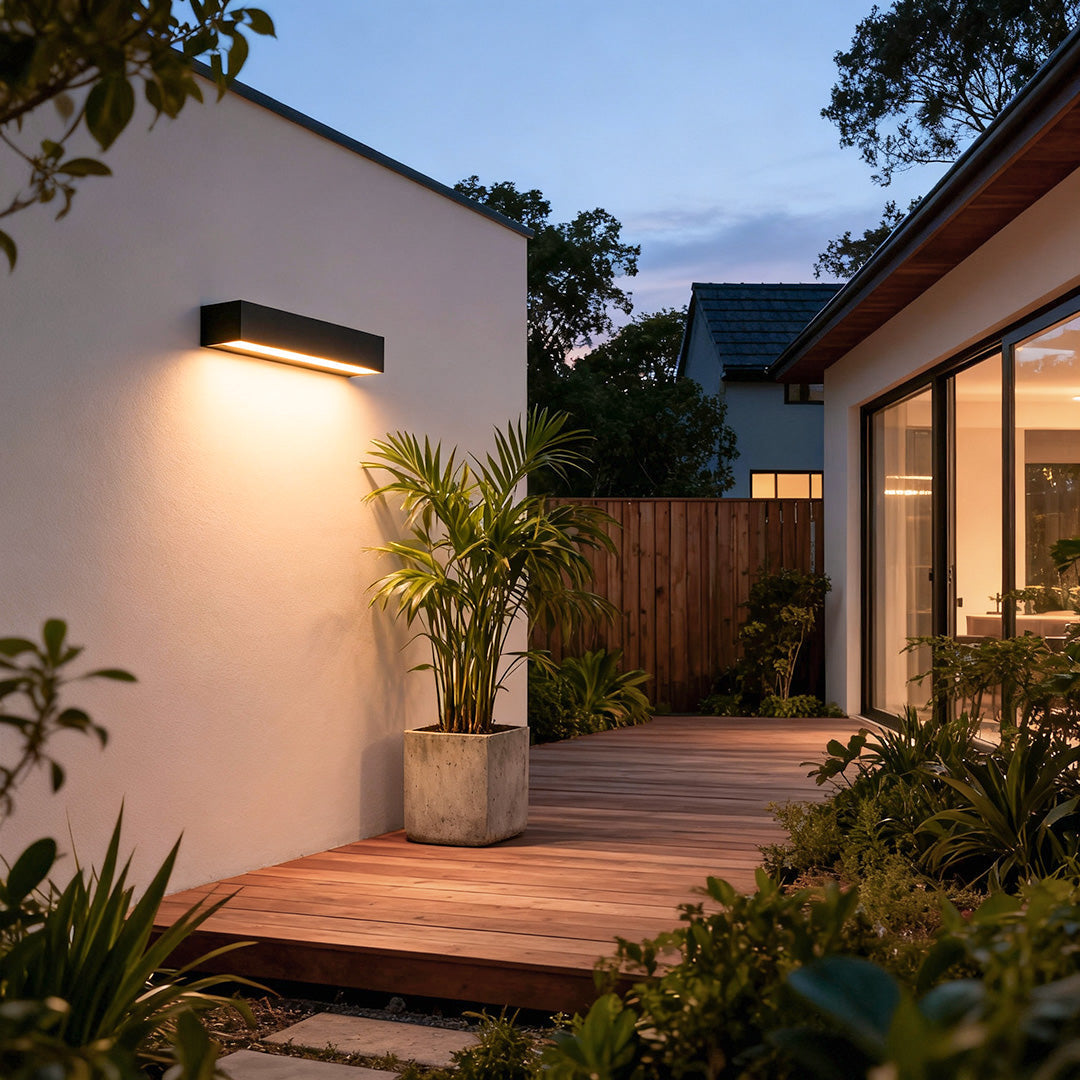 Exterior porch light fixture modern waterproof LED rectangular hardwired — 7 to 12 inch sets