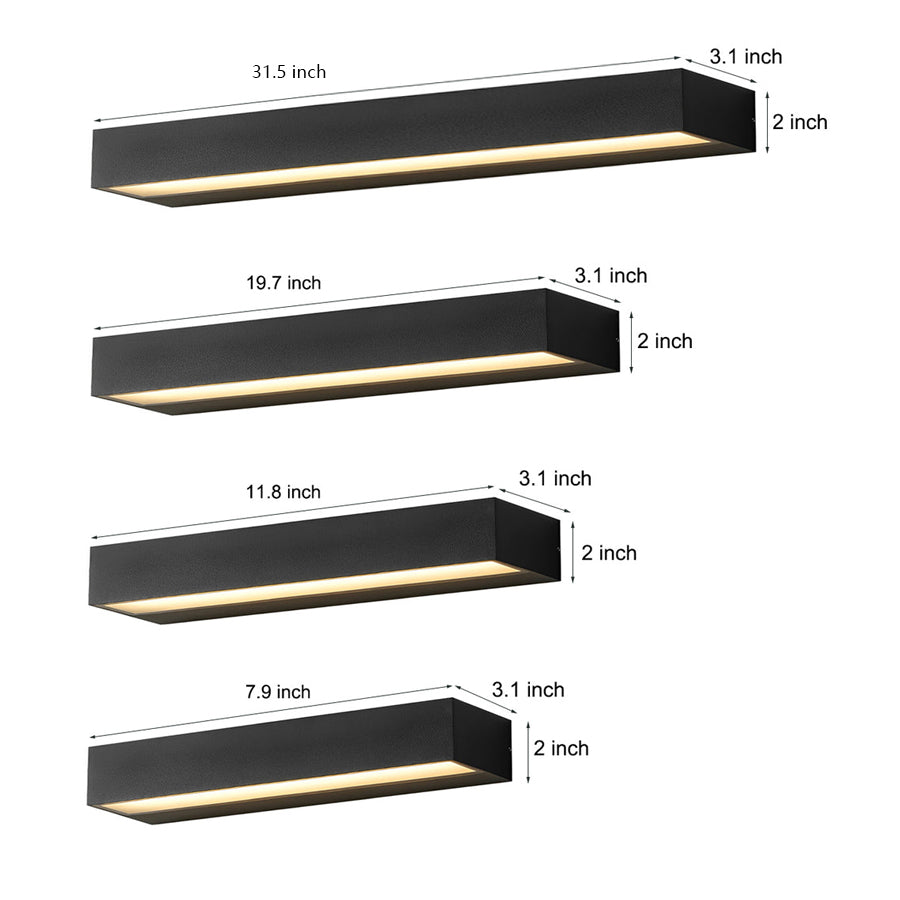 Exterior Porch Light Fixture Modern Waterproof LED Rectangular Hardwired