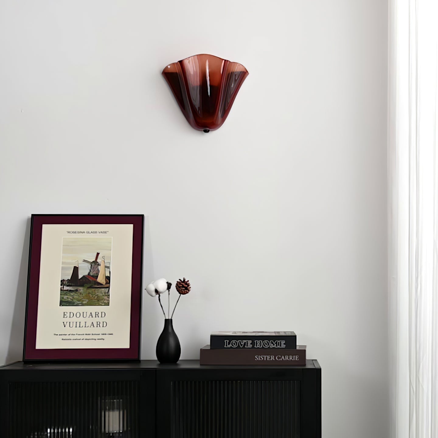 Petalia Glass Wall Sconce Art Deco LED Bedroom Living Room Hallway — Beige Green Brown Amber