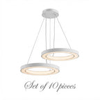 LED Ring Pendant Ceiling Light Circular Metal Acrylic Dimmable Office Living Room — 15 to 47 Inch Sets