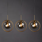 Zoey Glass Pendant Light with a Metal Ring