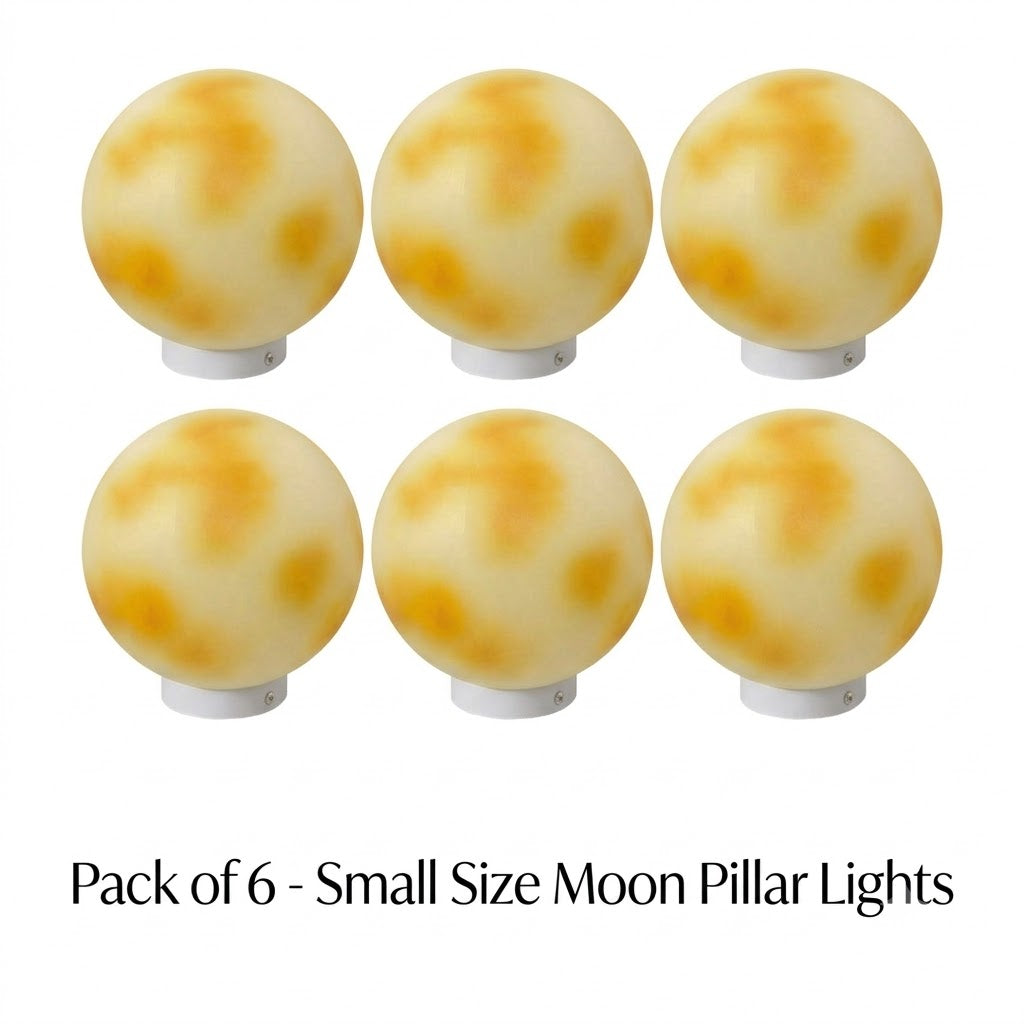 Moon-Shaped Outdoor Pillar Light LED Solar & Hardwired Driveway Garden — 8 to 16 Inch Sets