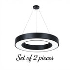 LED Ring Pendant Ceiling Light Circular Metal Acrylic Dimmable Office Living Room — 15 to 47 Inch Sets