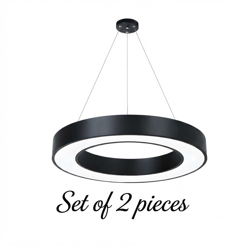 LED Ring Pendant Ceiling Light Circular Metal Acrylic Dimmable Office Living Room — 15 to 47 Inch Sets