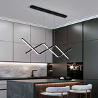 Arisha Pendant Light Linear/Double Curve Modern, Metal, Black/Gold