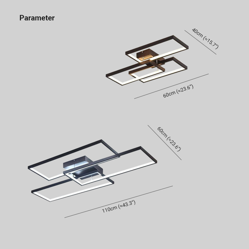 Arisha Rectangular Flush Mount Ceiling Light, 2 Colour