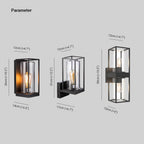 Ray Modern Rectangular Black Metal Outdoor Wall Lamp