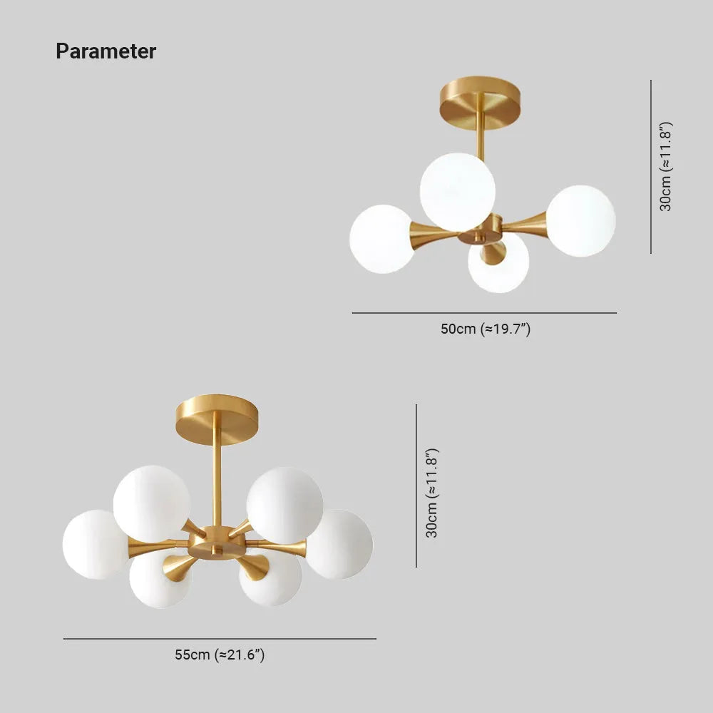 Valentina  Contemporary  Flush Mount Ceiling  Light, Glass Bubble
