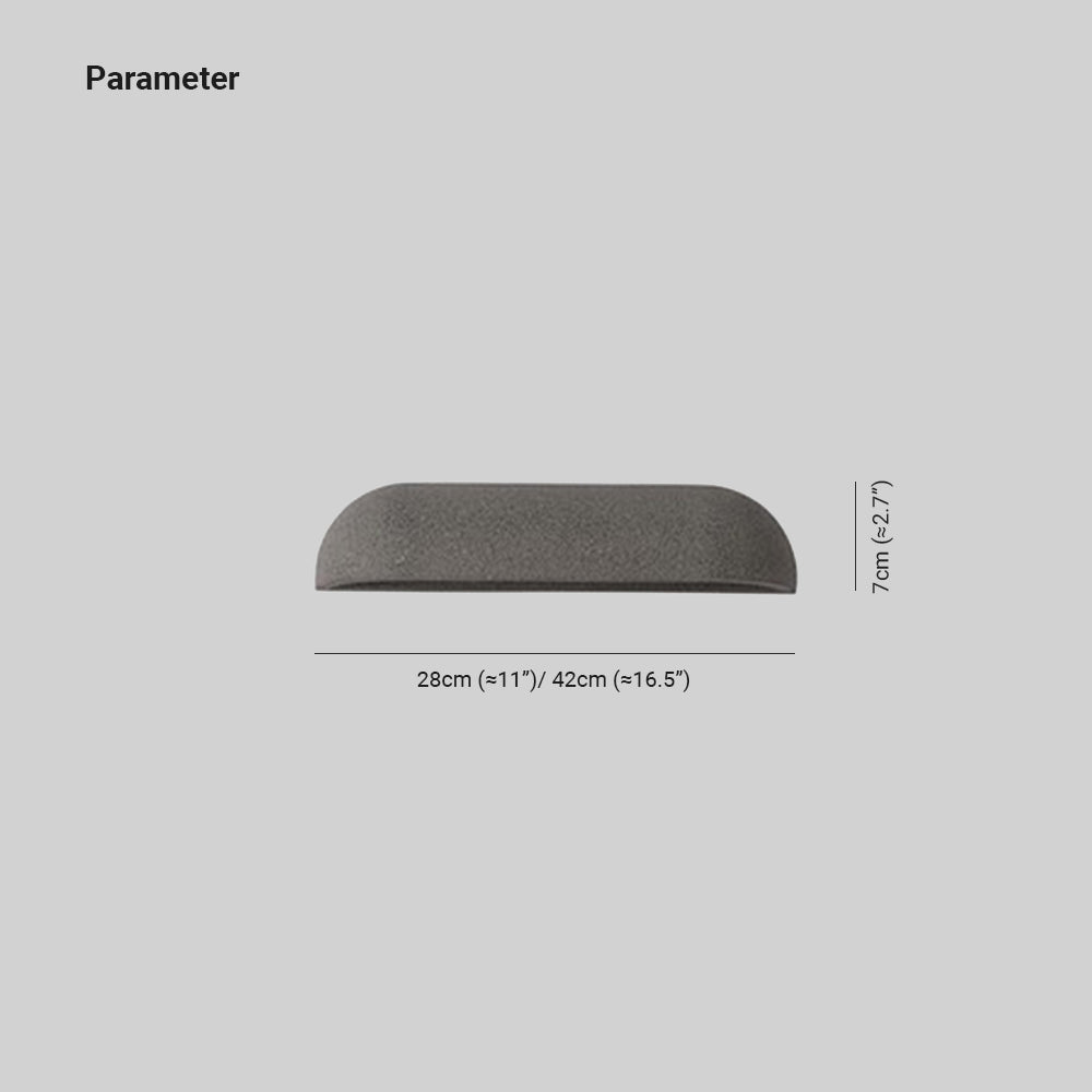 Ray Modern Minimalist Semi-Elliptical Metal and Stone Outdoor Wall Lamp, Black and White