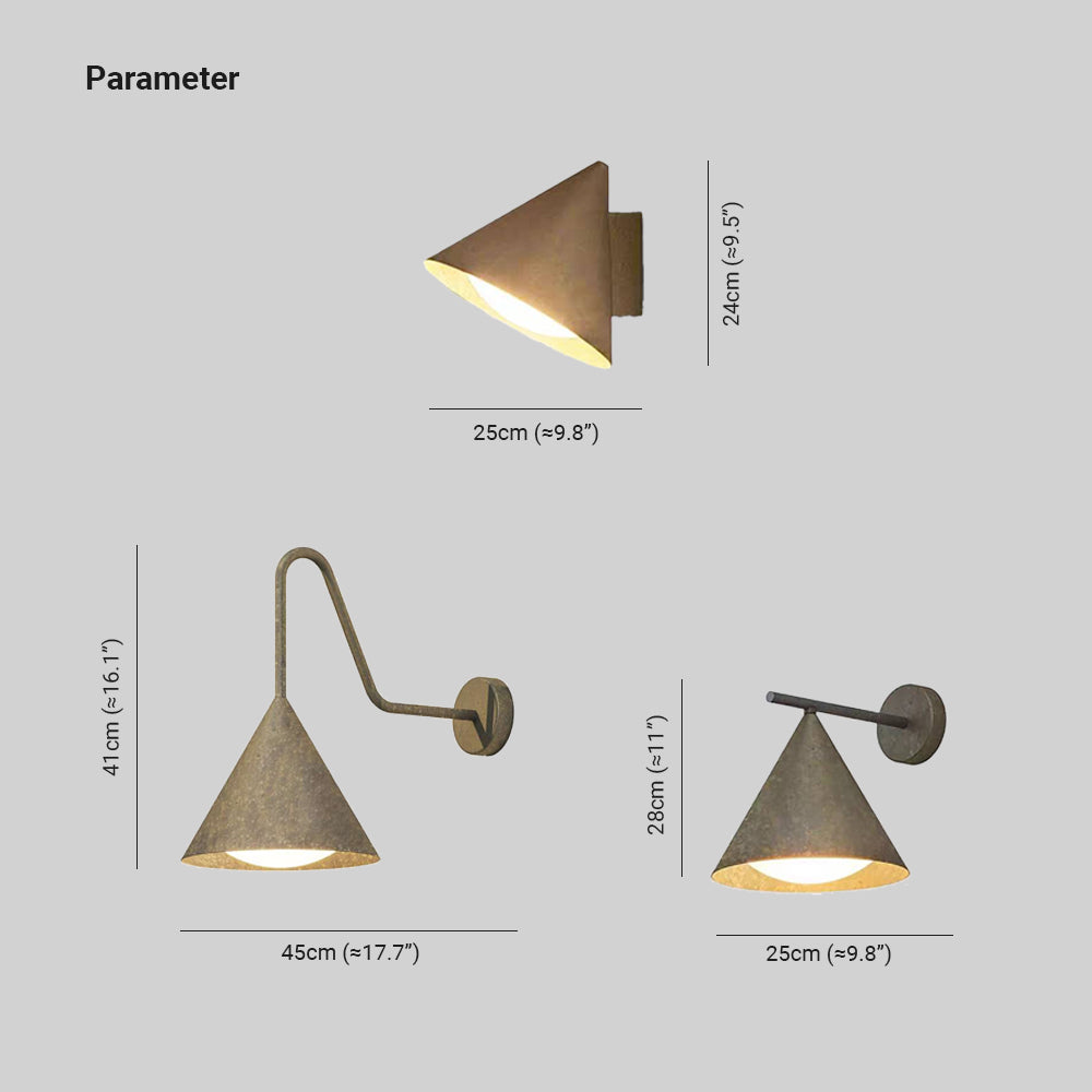 Ray Modern Minimalist Cone Outdoor Wall Light – Waterproof Metal Sconce, Black & Gold