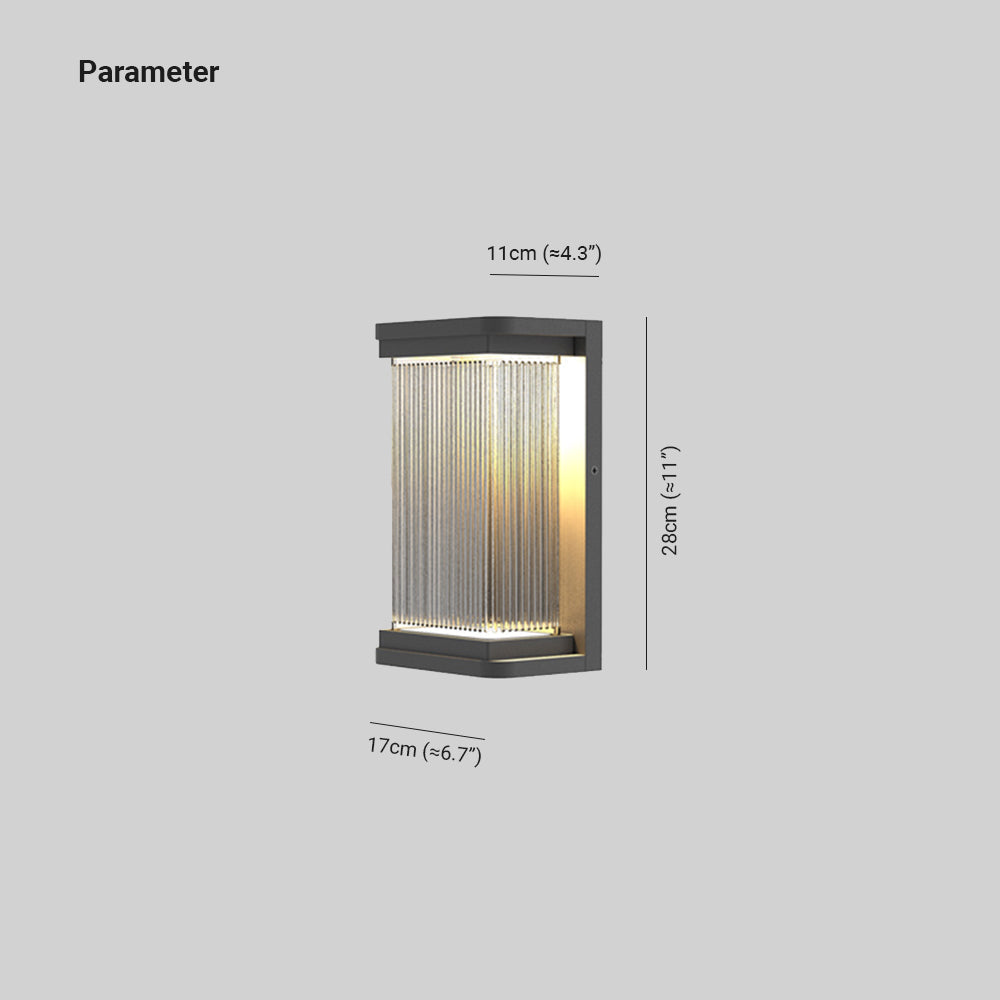 Ray Minimalist Rectangular Glass Outdoor Wall Light – Black
