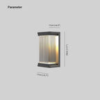 Ray Minimalist Rectangular Glass Outdoor Wall Light – Black