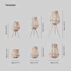 Ritta Floor Lamp, Wood & Rattan