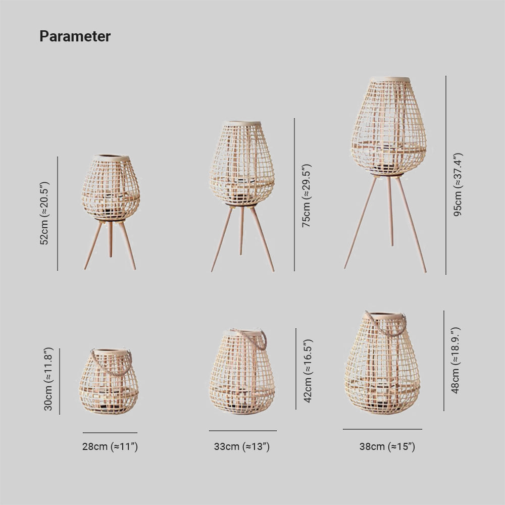 Ritta Floor Lamp, Wood & Rattan